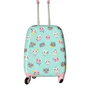 Pottery Barn Kids Mint and Pink Cat Suitcase